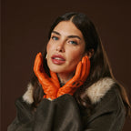 Alessa (orange) - Classic Italian lambskin leather driving gloves