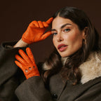 Alessa (orange) - Classic Italian lambskin leather driving gloves