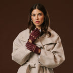 Alessa (oxblood) - Classic Italian lambskin leather driving gloves