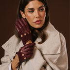 Alessa (oxblood) - Classic Italian lambskin leather driving gloves