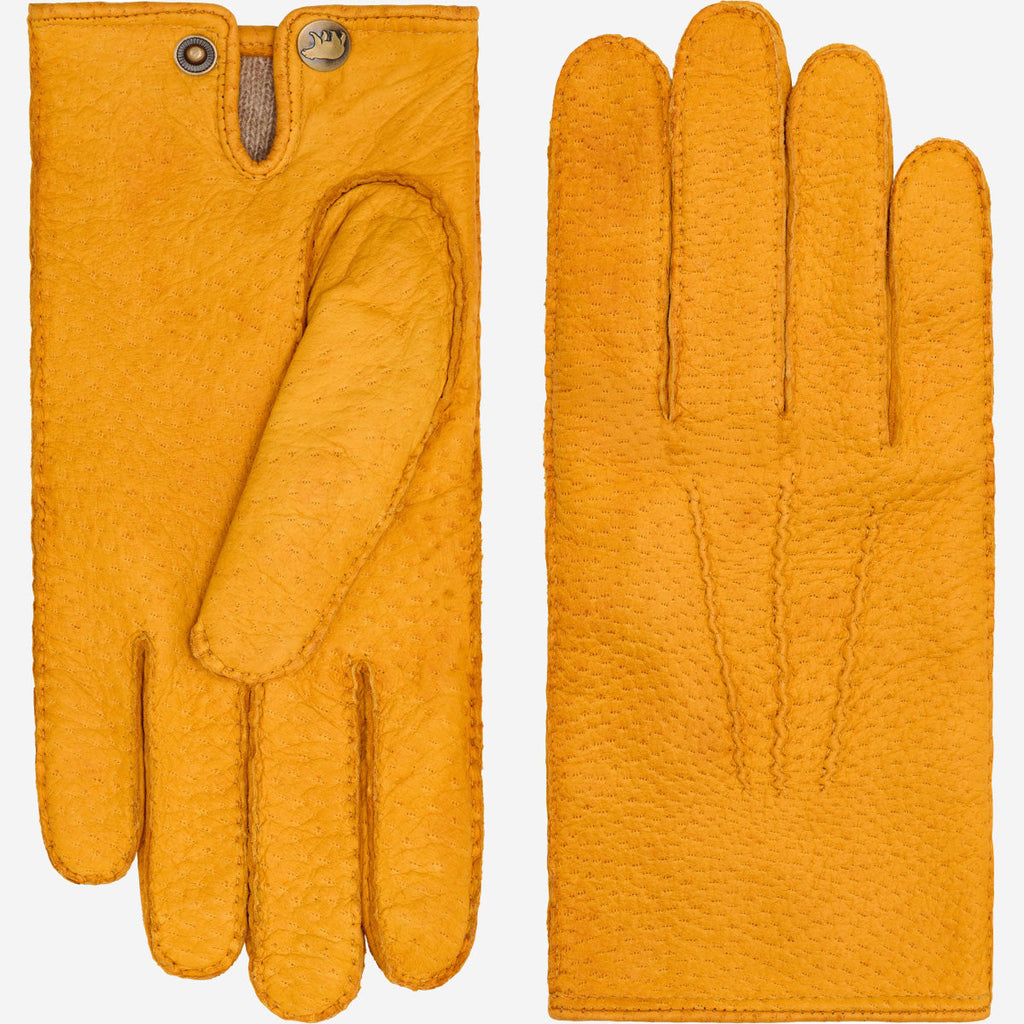 Antonio (yellow) - Luxurious Italian peccary leather gloves with cashmere lining