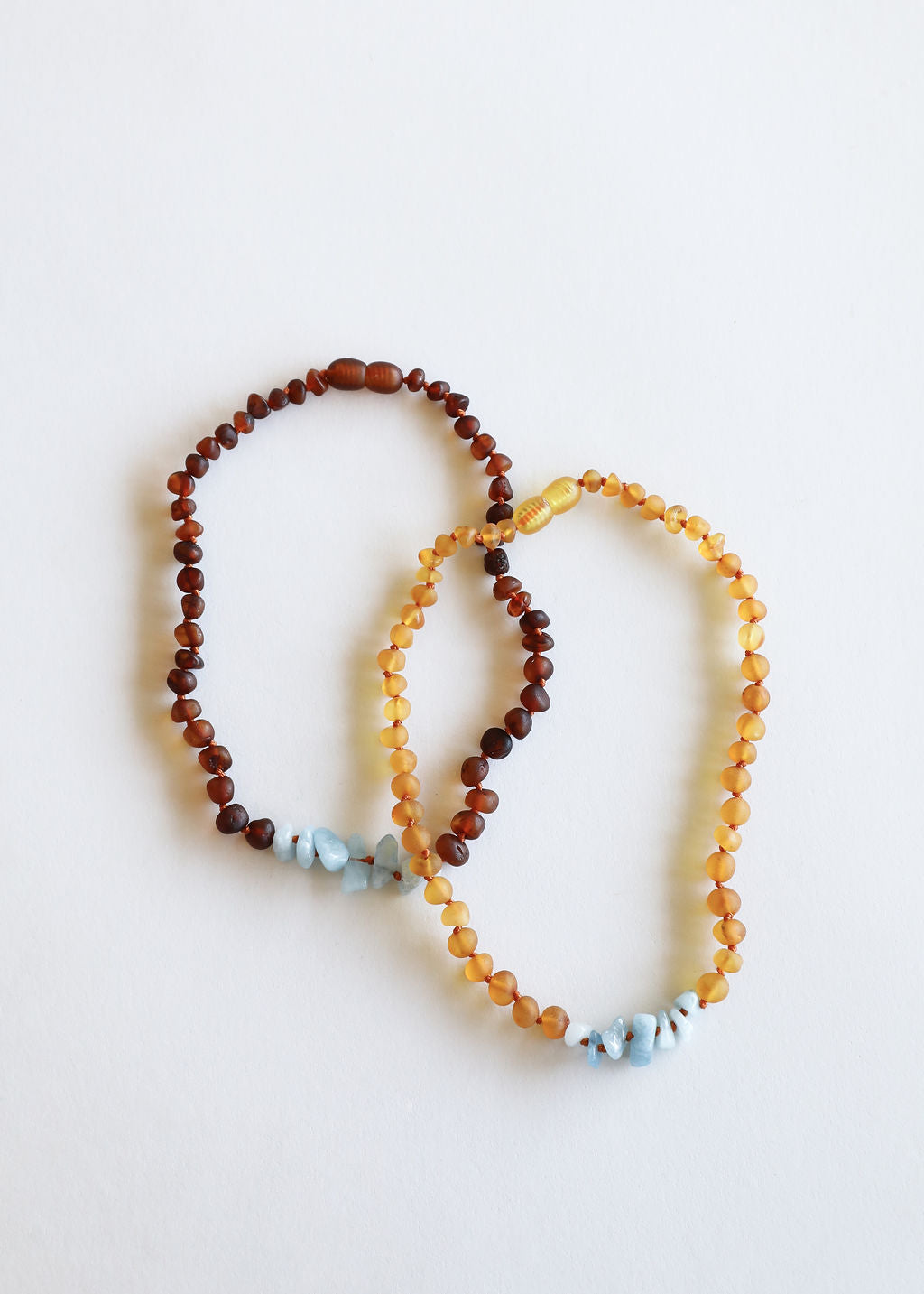Raw Honey Baltic Amber + Aquamarine || Necklace