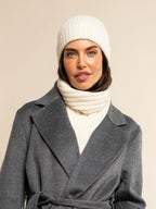 Milano (cream) - Italian 100% cashmere ribbed beanie (unisex)