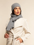 Milano (light grey) - Italian 100% cashmere ribbed beanie (unisex)