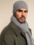 Milano (light grey) - Italian 100% cashmere ribbed beanie (unisex)