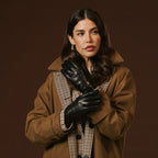 Bella (black) - Italian lambskin leather gloves with lambswool lining & touchscreen feature