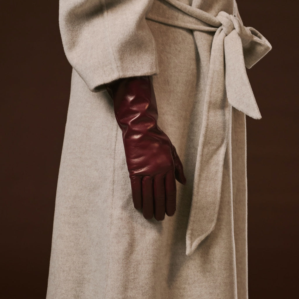 Camilla (xb) - Italian long leather winter gloves with luxurious cashmere lining