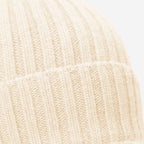Milano (cream) - Italian 100% cashmere ribbed beanie (unisex)