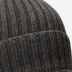 Milano (dark grey) - Italian 100% cashmere ribbed beanie (unisex)