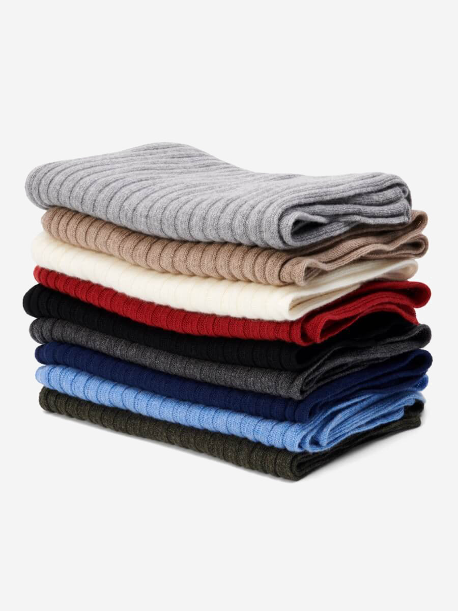 Napoli (cream) - Italian 100% cashmere ribbed scarf (unisex)