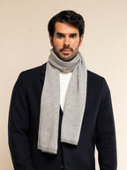Riccardo (grey & white) - Italian 100% cashmere scarf with pattern