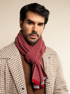 Riccardo (red & grey) - Italian 100% cashmere scarf with pattern
