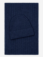 Napoli (navy blue) - Italian 100% cashmere ribbed scarf (unisex)