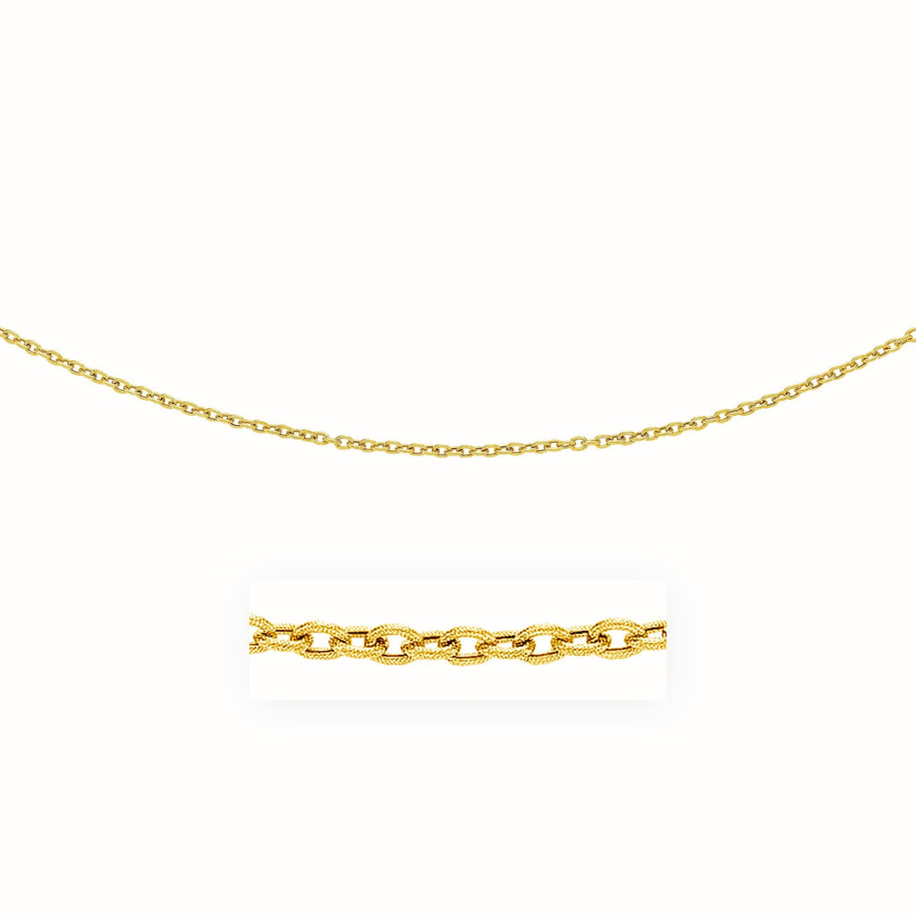 14k Yellow Gold Pendant Chain with Textured Links (3.30 mm)