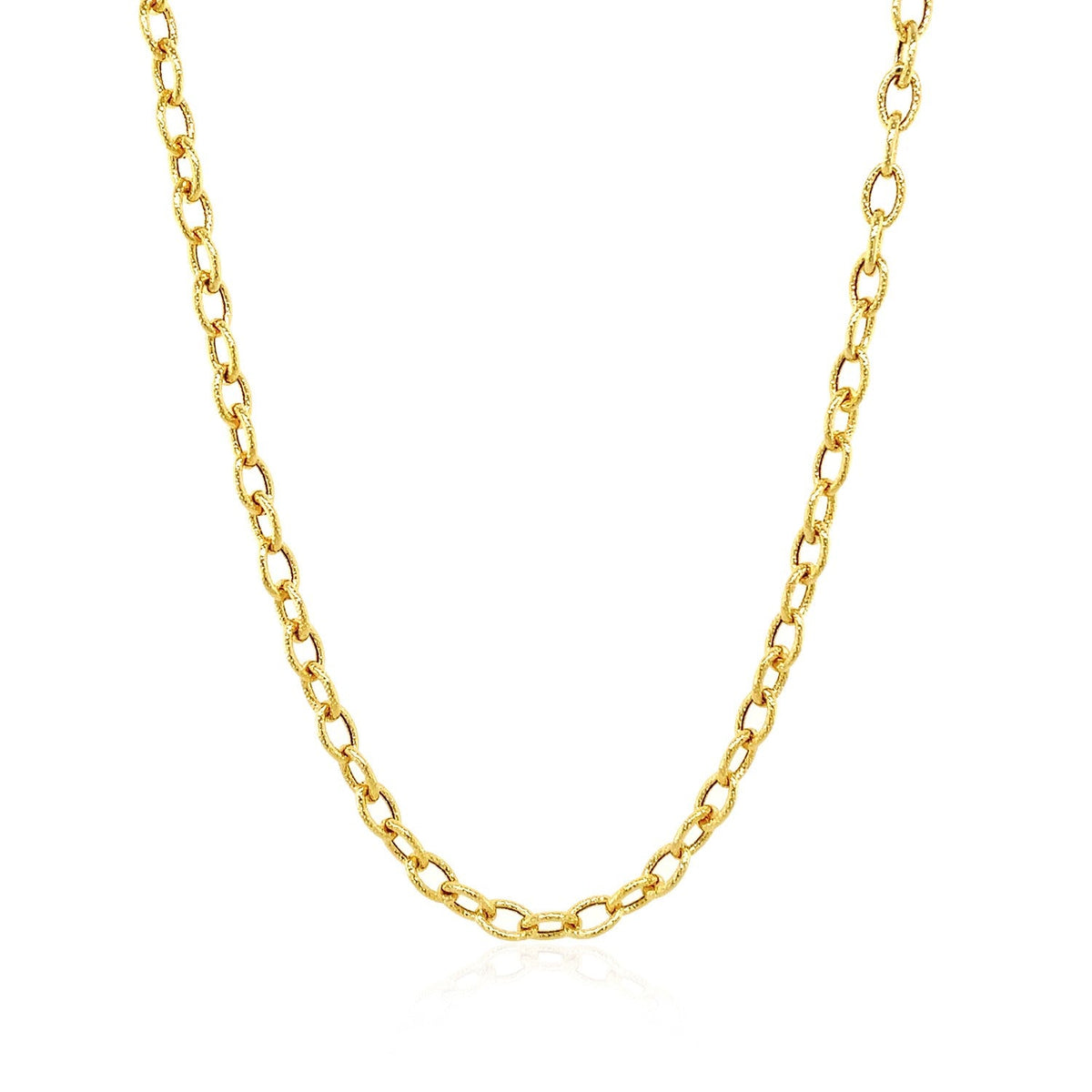 14k Yellow Gold Pendant Chain with Textured Links (3.30 mm)