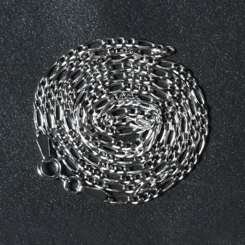 14k White Gold Solid Figaro Chain 1.9mm