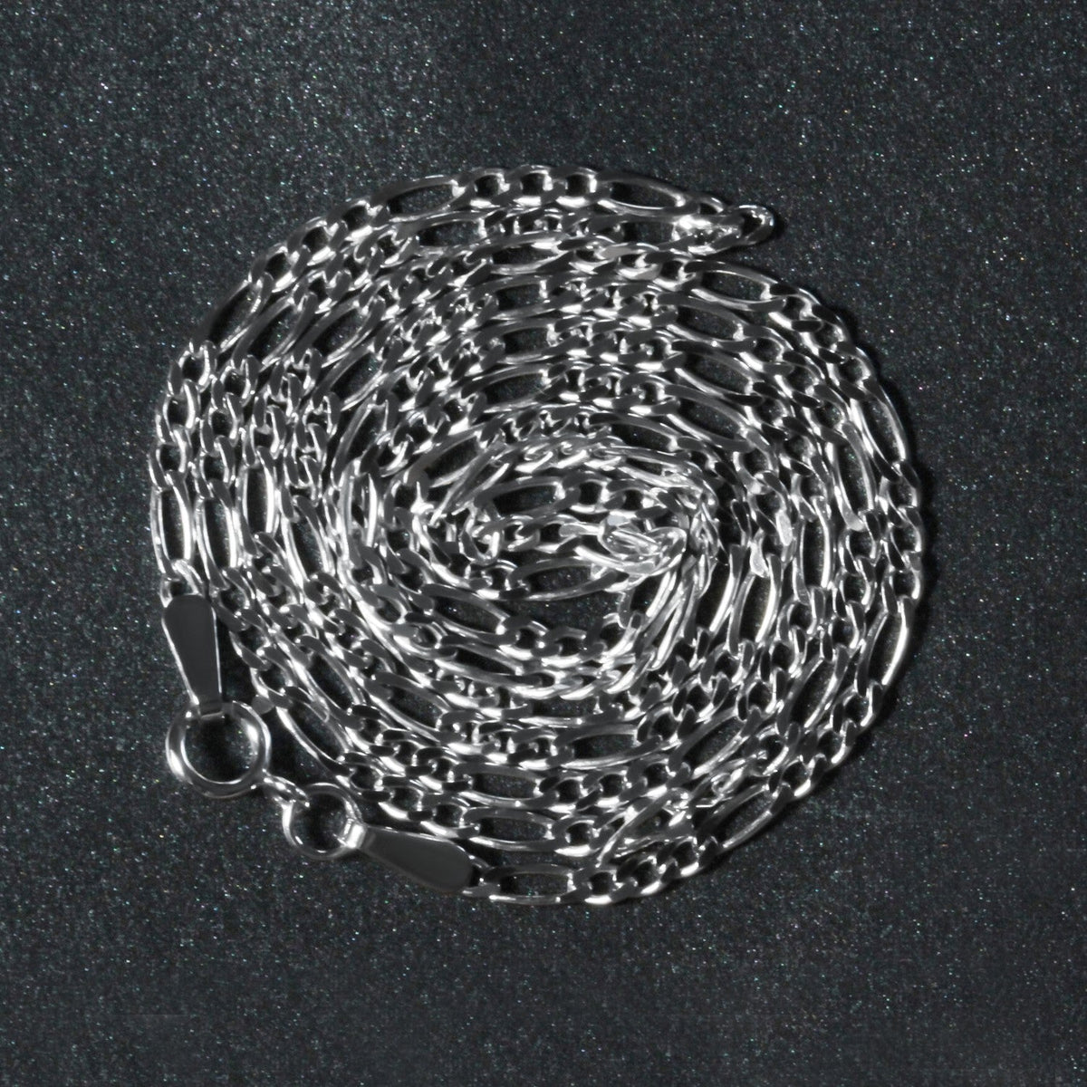 14k White Gold Solid Figaro Chain 1.9mm