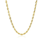 3.0mm 10k Yellow Gold Solid Diamond Cut Rope Chain