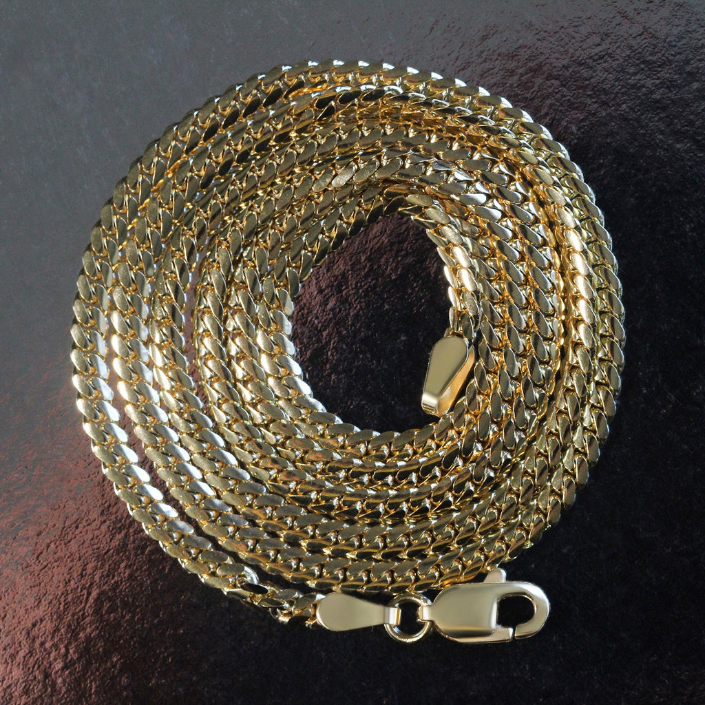 2.6mm 14k Yellow Gold Classic Solid Miami Cuban Chain