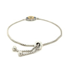 Sterling Silver Adjustable Two Toned Enameled Evil Eye Friendship Bracelet (1.00 mm)