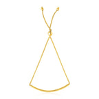 14k Yellow Gold Smooth Curved Bar Lariat Design Bracelet
