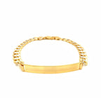 14k Two Tone Gold 8 1/2 inch Mens Narrow Curb Chain ID Bracelet with White Pave (6.70 mm)