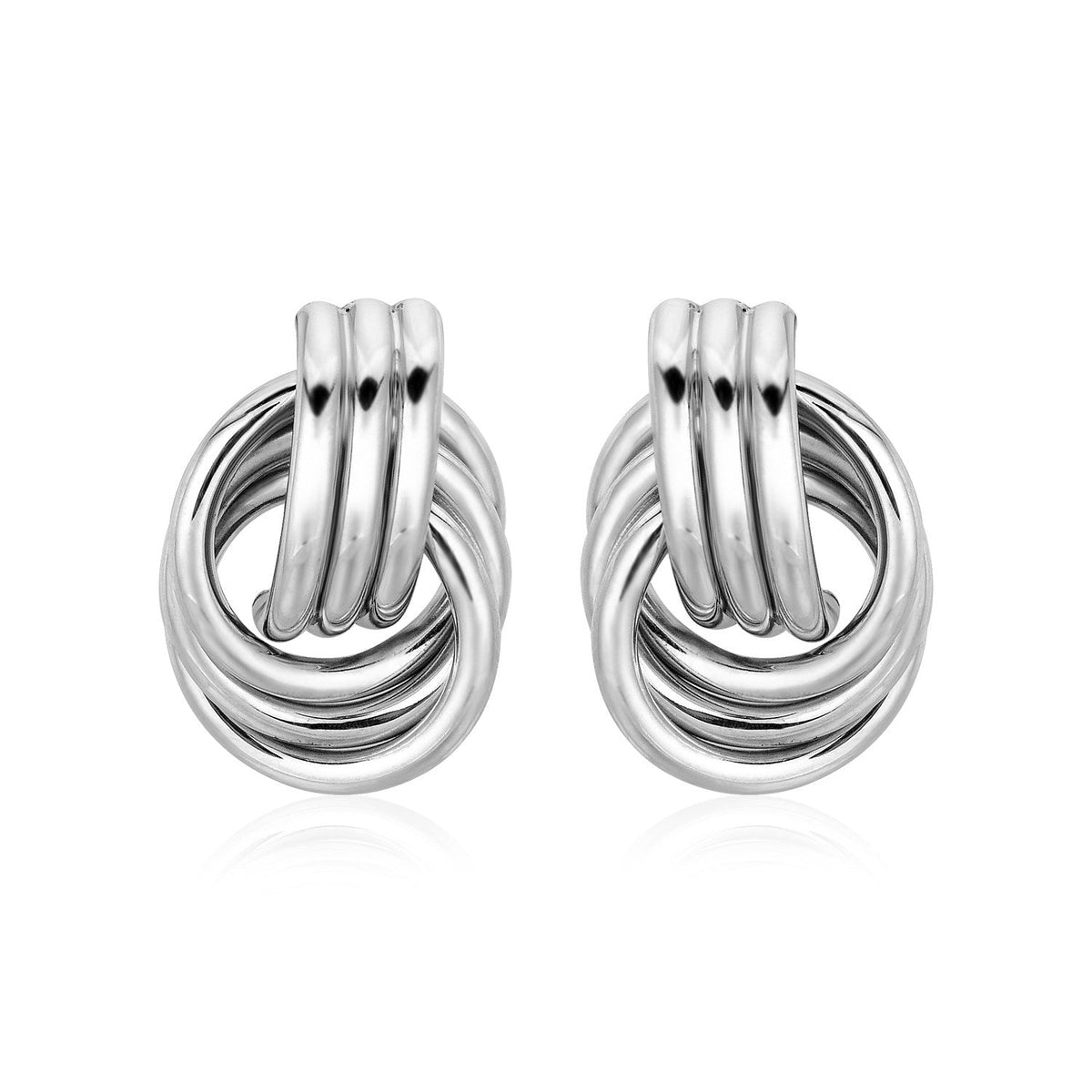 Polished Love Knot Earrings with Interlocking Rings in Sterling Silver(15mm)