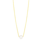 14k Yellow Gold Pearl Solitaire Necklace