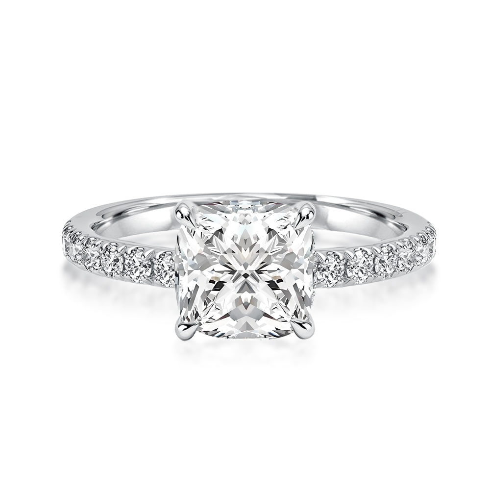 Rodiffy Moissanite 2.0Ct -2.5Ct Square Cushion Promise Bridal Ring