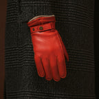 Emilio (orange) – Luxurious Italian deerskin gloves with cashmere lining and adjustable snap button