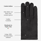 Antonio (black) – Luxurious Italian peccary leather gloves with cashmere lining