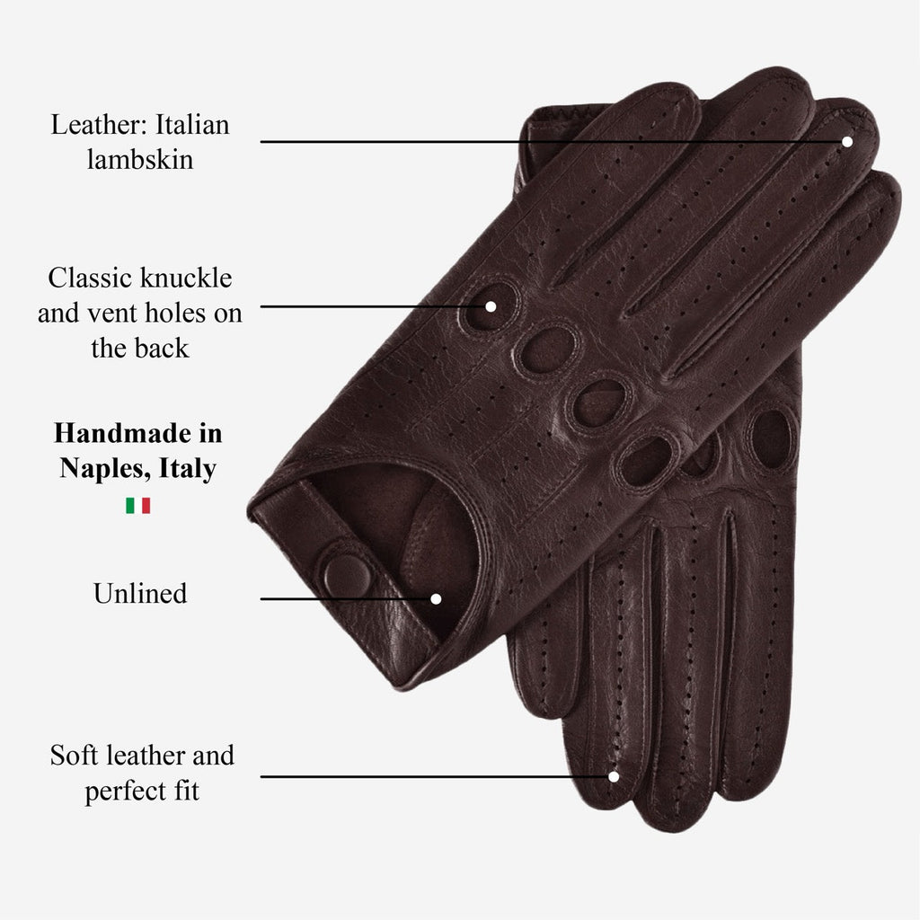 Mario (dark brown) - Italian lambskin leather driving gloves