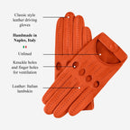 Alessa (orange) - Classic Italian lambskin leather driving gloves