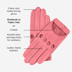 Alessa (pink) - Classic Italian lambskin leather driving gloves