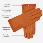 Sofia (cognac) - Italian lambskin leather gloves with silk lining