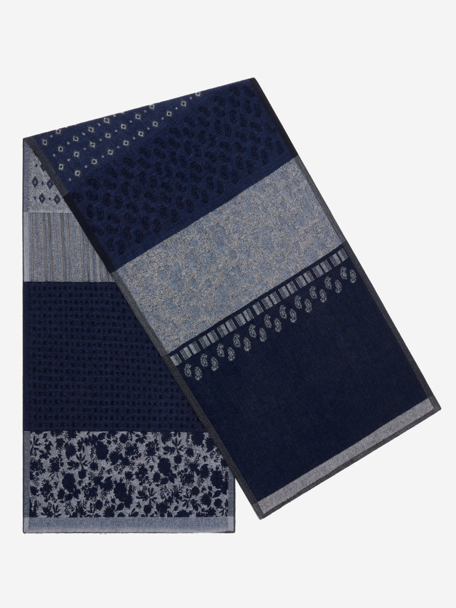 Federico (grey/blue) - Warm and soft Italian scarf from wool blend