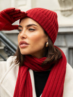 Milano (red) - Italian 100% cashmere ribbed beanie (unisex)