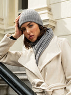Napoli (light grey) - Italian 100% cashmere ribbed scarf (unisex)