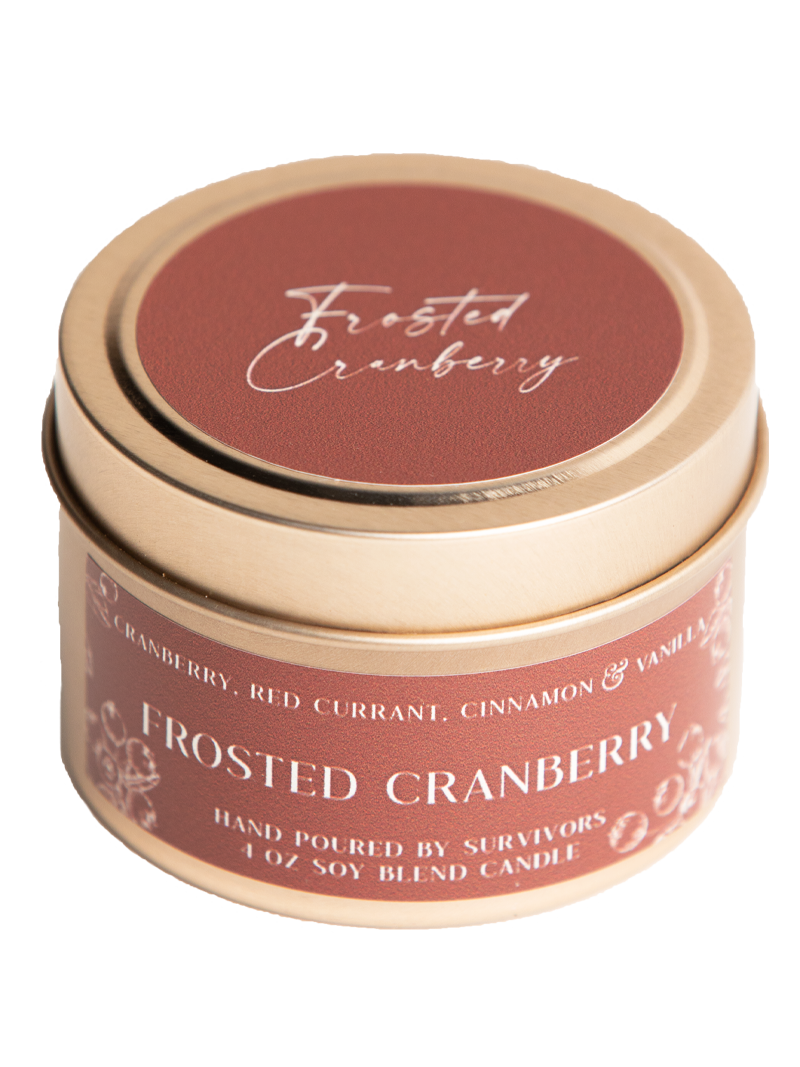 Frosted Cranberry Tin Candle