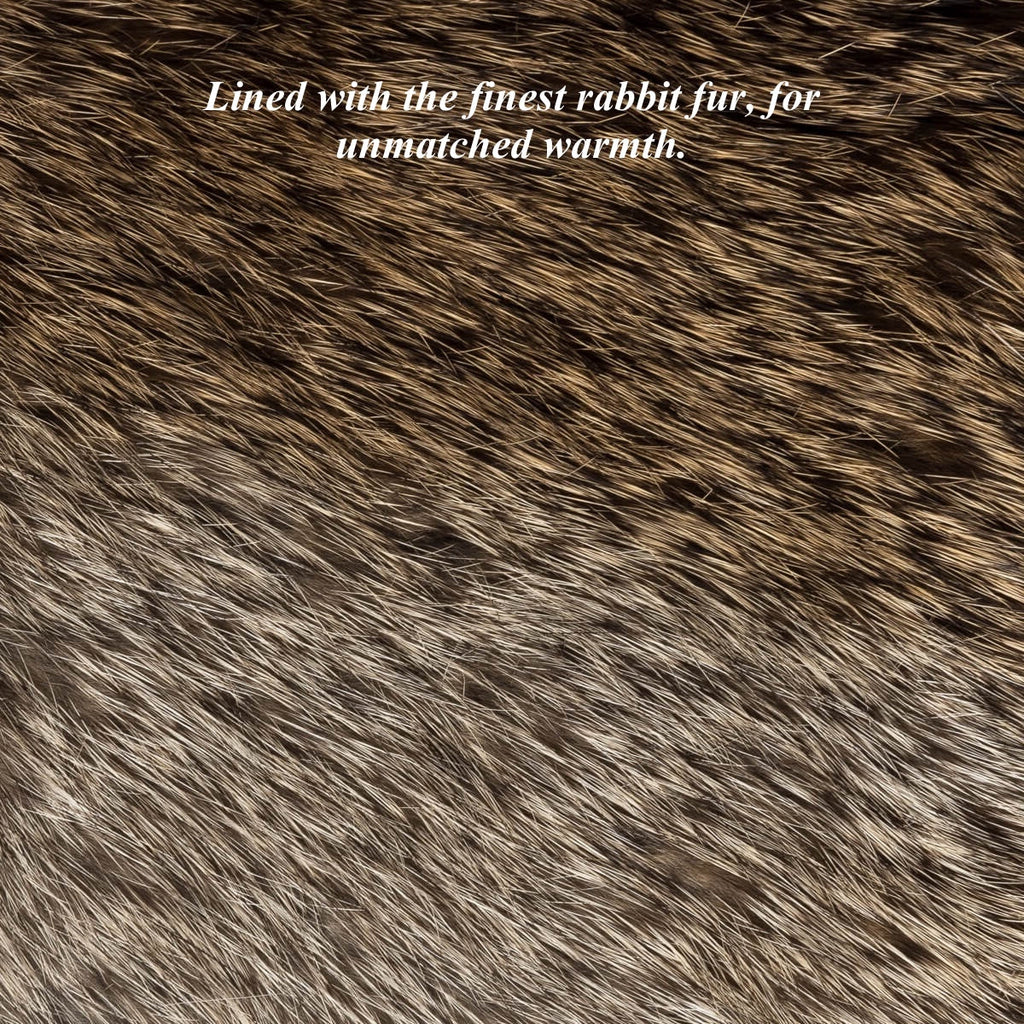 Marco (black) - Italian lambskin leather gloves with brown rabbit fur lining