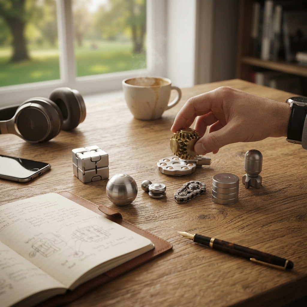 Set of 8 -Metal Desk Fidget & Kinetic Toy Collection
