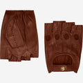 Giuseppe (brown) - Italian lambskin fingerless leather driving gloves