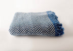 Blue Herringbone Jacquard Woven Throw Blanket, Reversible Cotton Throw, Made in USA | Henry Chambray