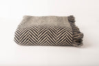 Neutral Herringbone Jacquard Woven Throw Blanket, Reversible Cotton Throw, Made in USA | Henry Stone