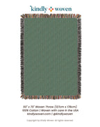 Green Herringbone Jacquard Woven Throw Blanket, Reversible Cotton Throw, Made in USA | Henry Verbena