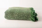 Green Herringbone Jacquard Woven Throw Blanket, Reversible Cotton Throw, Made in USA | Henry Verbena