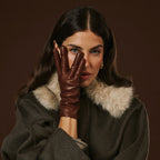 Isabella (brown) - Italian lambskin leather gloves with cashmere lining