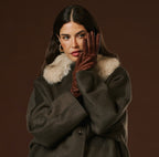 Isabella (brown) - Italian lambskin leather gloves with cashmere lining