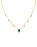 Round and Pear CZ Charm Necklace
