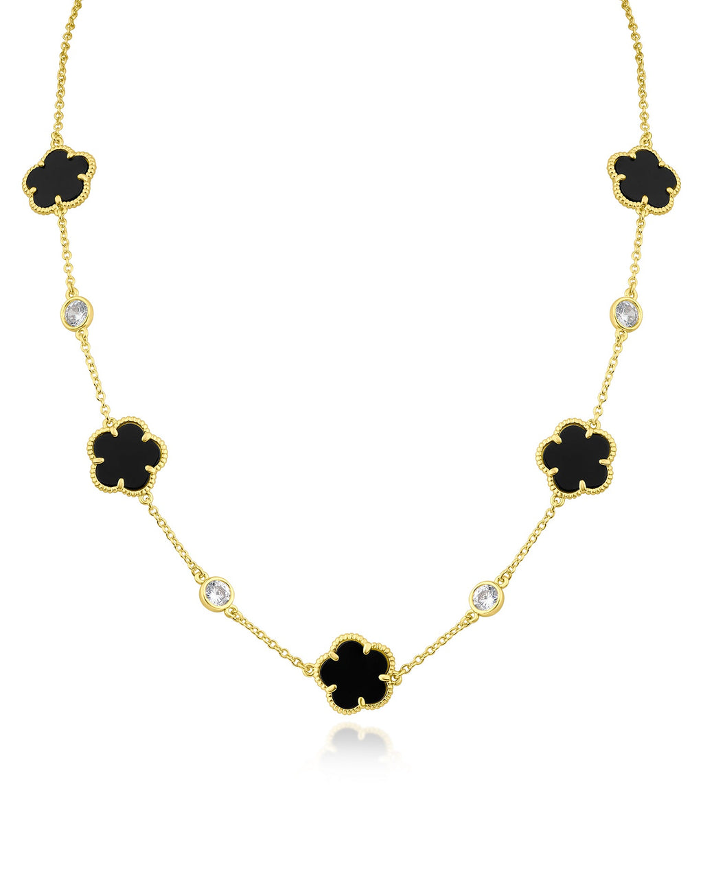 Clover and CZ Station Necklace